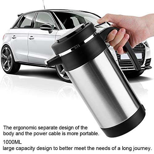  Electric Kettle 1000ML Stainless Steel Car Electric Kettle Coffee Tea Thermos Water Heating Cup 12V