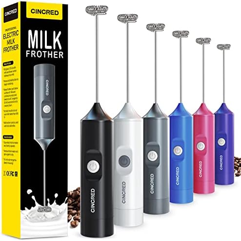  Updated Milk Frother - Hand Operated Battery Powered Frother For Coffee, Electric Whisk, Foam Maker And Drink Mixer For Your Latte, Cappuccino, Frappe, And Hot Chocolate (Black)