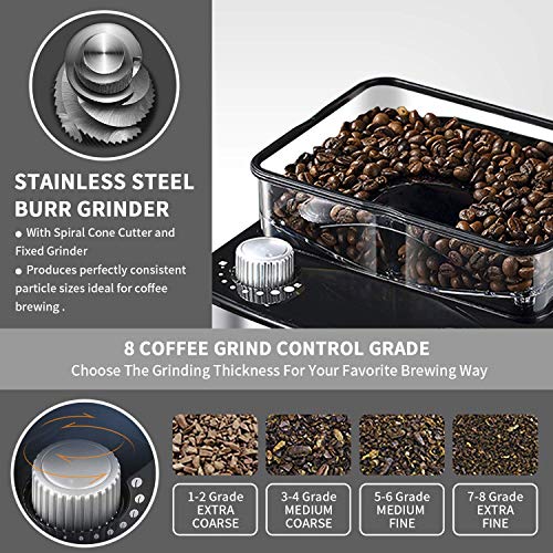  10-Cup Drip Coffee Maker, Brew Automatic Coffee Machine With Built-In Burr Coffee Grinder, Programmable Timer Mode And Keep Warm Plate, 1.5L Large Capacity Water Tank, Removable Filter Basket
