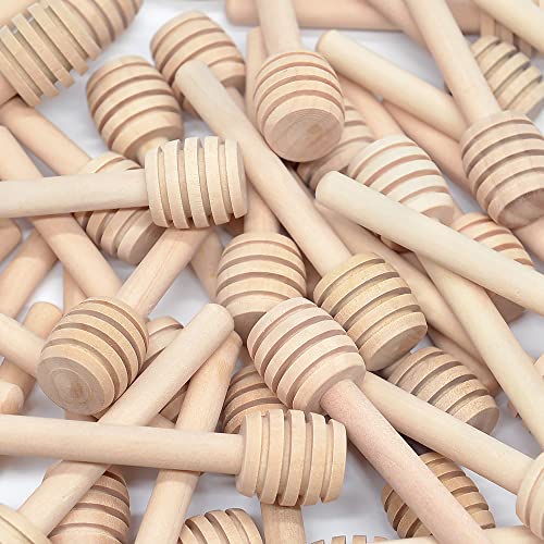  100pcs Mini Wooden Honey Dipper Sticks, 3 Inch Honey Stirrers For Honey Jar Dispense Drizzle Honey, Wedding Party Favors