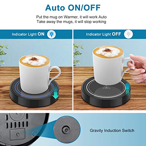  Coffee Mug Warmer, Electric Beverage Warmers For Office Home Desk Use, Smart Cup Warmer Thermostat Coaster For Hot Coffee Tea Espresso Milk Candle Wax With Gravity Switch Auto On/Off 135F