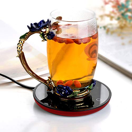 Coffee Mug Warmer Beverage Warmer Plate Desktop Heated Coffee Tea Waterproof Touch For Coffee Tea Milk(US-Red)