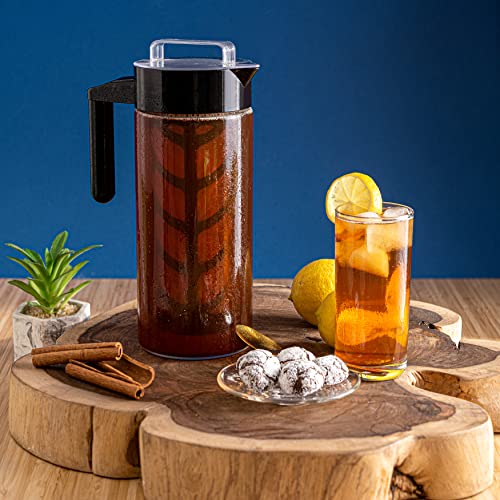  Cold Brew Maker For Iced Coffee And Iced Tea, 44 Oz Cold Coffee Maker Glass Pitcher, Tea Infuser For Loose Leaf Tea, Large Iced Coffee Maker (Black)