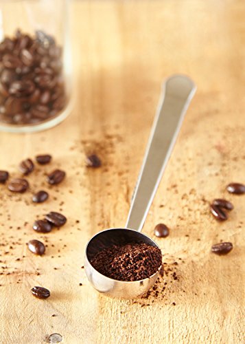  IEnjoyware Stainless Steel Coffee Spoon Clip - Attaches To Your Coffee Bag - Measuring Your Exact Coffee Grounds - Stainless Steel - Each Scoop Is One Teaspoon