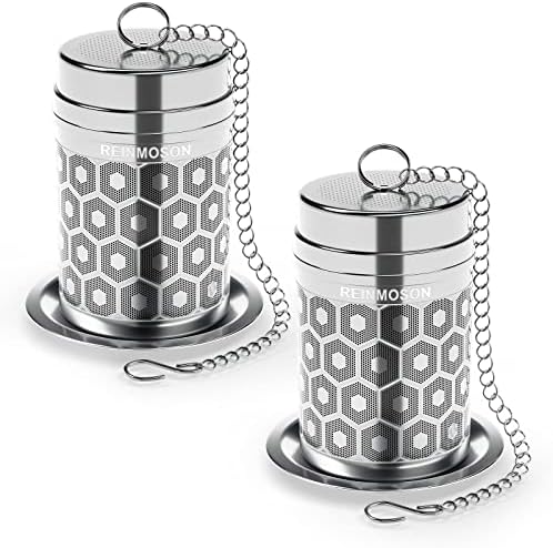  Tea Strainers For Loose Tea, Extra Fine Mesh Tea Infuser For Loose Leaf Tea, 304 Stainless Steel & Updated Slim Threaded Lid, Loose Leaf Tea Steeper For Black Tea, Rooibos, Etc