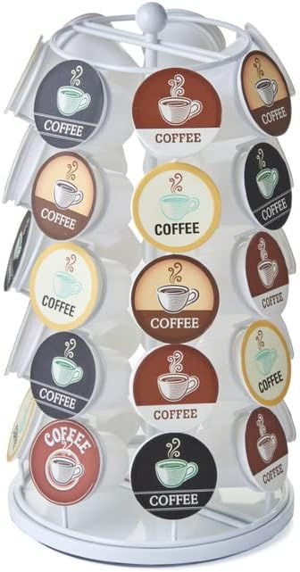  Nifty K Cup Holder – Compatible With K-Cups, Coffee Pod Carousel | 35 K Cup Holder, Spins 360-Degrees, Lazy Susan Platform, Modern Black Design, Home Or Office Kitchen Counter Organizer