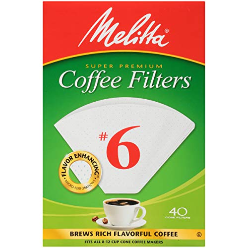 Melitta #6 Cone Coffee Filters, Natural Brown, 40 Count (Pack Of 12) 480 Total Filters