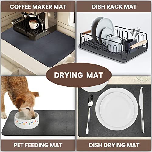  Coffee Mat, Coffee Bar Mat For Countertop(12"x19''), Anti-Slip Absorbent Dish Drying Mat For Kitchen, Suitable For Coffee Machine, Coffee Maker, Coffee Pot, Espresso Machine, Dish Rack