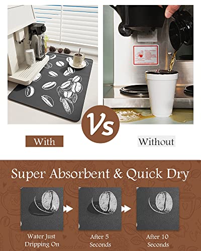  -Coffee Mat-Coffee Bar Accessories-Absorbent Stain Resistant Drying Mat Fit Under Coffee Maker Machine Coffee Pot Tray Espresso Machine-Coffee Station Accessories And Decor-12”x19”