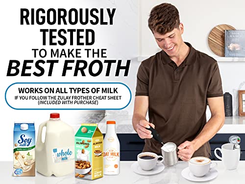  Powerful Milk Frother For Coffee With Upgraded Titanium Motor - Handheld Frother Electric Whisk, Milk Foamer, Mini Blender And Electric Mixer Coffee Frother For Frappe, Matcha, No Stand - Black