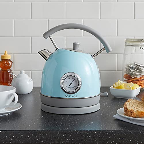  Electric Kettle Retro-Styled Stainless Steel 1500 Watts With Auto-Shutoff & Boil-Dry Protection, 1.7-Liter, Blue