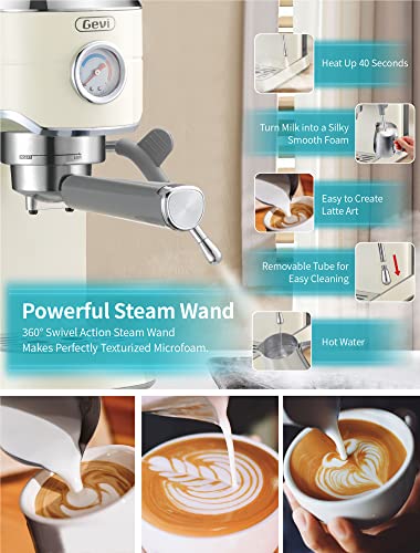  20 Bar Compact Professional Espresso Coffee Machine With Milk Frother For Espresso, Latte And Cappuccino Burr Coffee Grinder With 35 Precise Grind Settings, Beige