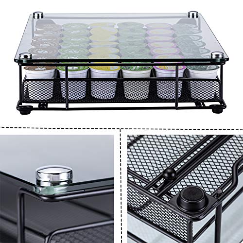  K-Cup Storage Coffee Capsules Pod Holder Glass Top Drawer Capsule Display Storage For K-cup 42pods
