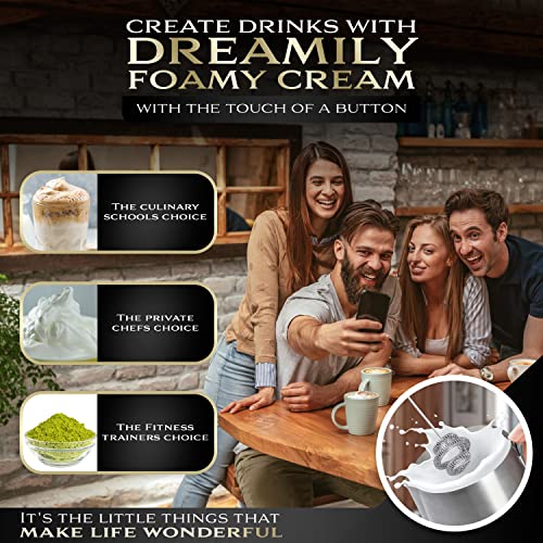  LitaPro Luxury Edition, ‘Tornado’ Effect Milk Frother, Leading Tech Design, Triple Power Milk Frother Handheld, Rich Creamy Milk Foam In Seconds (Black/Black)
