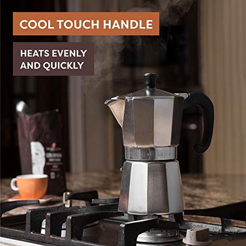  Stovetop Espresso Maker Moka Pot (Silver, 6 Cup)