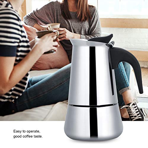  Portable Stainless Steel Coffee Pot Moka Espresso Maker Mocha Pot Ideal For Home, Camping & Travel(100ml)