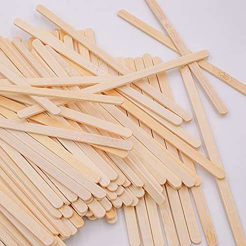  JoyRay 200 Pack5.5-Inch Bamboo Coffee Stirrers Individually Wrapped Disposable Beverage Stirrers Sticks