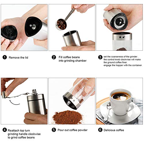  Manual Coffee Grinder Conical Burr Mill With Adjustable Setting Portable Hand Crank Coffee Bean Grinder (Manual Coffee Grinder)