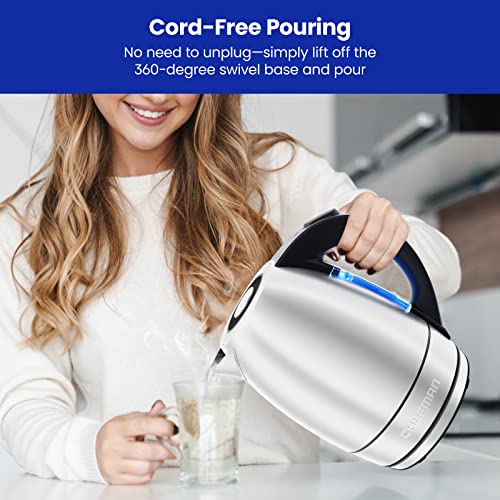  Electric Kettle, 1.7 Liter Stainless Steel Electric Tea Kettle Water Boiler With Automatic Shutoff, LED Lights, Boil-Dry Protection, Hot Water Electric Kettles For Boiling Water, Stainless
