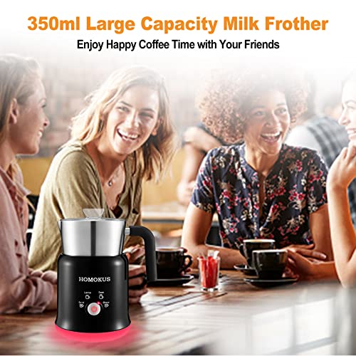  Milk Frother Detachable - 24oz Electric Milk Steamer Stainless Steel - Automatic Hot Cold Foam Maker And Milk Warmer For Latte Cappuccino Hot Chocolate - Black