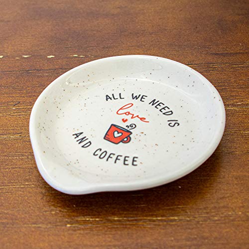  Spoon Rests For Coffee Cups - Coffee Bar Accessories Coffee Table Décor - Gift For Women Men - All We Need Is Love And Coffee