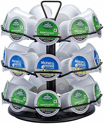  ZCDCP K Cup Holder, Keurig Coffee Pods Carousel With 360 Degree Rotation, 7 Tiers Coffee Pods Storage Carousel Holder For 63 Pods, Matte Black