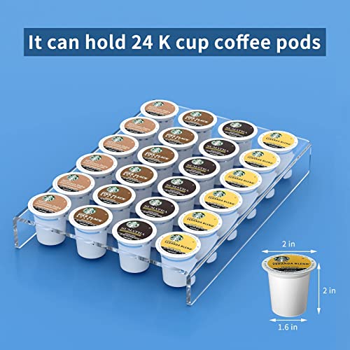  Acrylic K Cup Drawer Organizer, Clear K Cup Organizer Tray For Drawer Or Countertop Storage, Hold 24 Coffee Capsules,K Cup Coffee Pod Holder For Office And Kitchen K Cup Storage (9.6x13.2Inches)