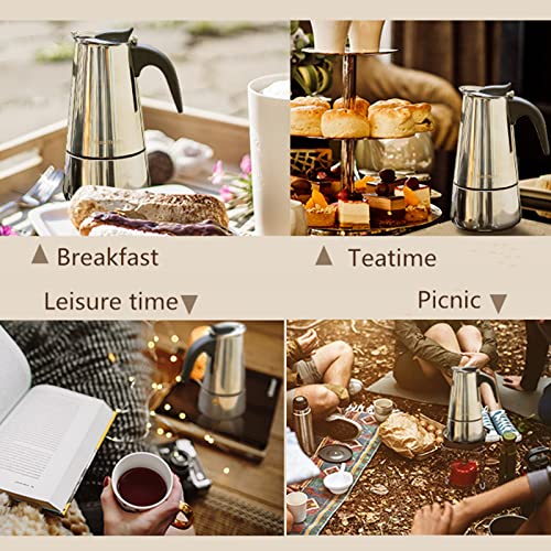  Ffee Pot, Stainless Steel Moka Pot Italian Coffee Maker 9 Cup/15 OZ Stovetop Espresso Maker For Gas Or Electric Ceramic Stovetop Camping Manual Cuban Coffee Percolator For Cappuccino Or Latte