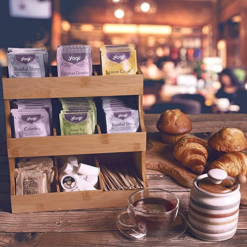  HEODORE Vertical Tea Bag Organizer - Bamboo Tea Bag Holder. Holds 180 Tea Bags.Elegant And Practical Wooden Tea Box For Tea Storage For Home, Office Or Café. Can Also Hold Sugar Packets And Creamers