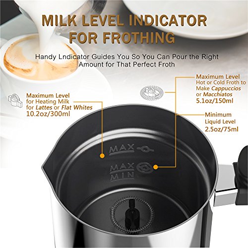  Milk Frother, Automatic Milk Steamer With New Foam Density Feature, Electric Frother With Hot Or Cold Milk Function For Coffee, Cappuccino And Breakfast