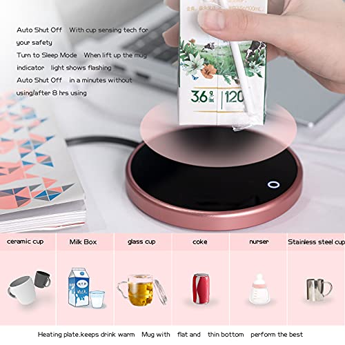  Coffee Warming Mug, Electric Coffee Warmer For Desk Use Beverage Cup Candle Wax Heater Plate Touch Control Cups Mug Hot Thermostat Heating Coffee, Beverage, Milk, Tea And Hot（Gold）