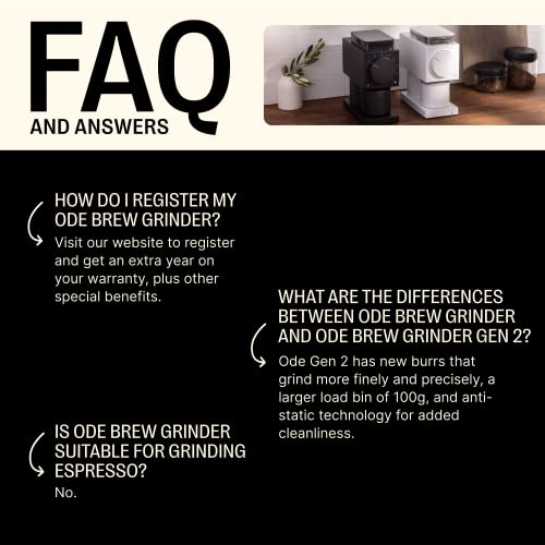  Gen 2 Ode Brew Grinder - Burr Coffee Grinder Electric - Coffee Bean Grinder With 31 Settings For Drip, French Press & Cold Brew - Small Footprint Electric Grinder - Matte Black
