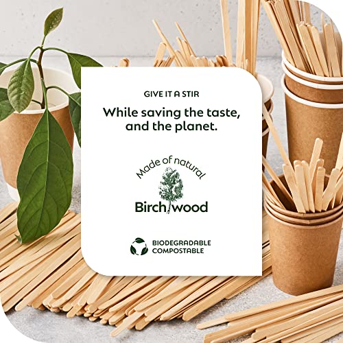  Birch Wood Coffee/Beverage Stirrers 7" (1000 Pack) Eco-Friendly Great For Your Coffee Nook.