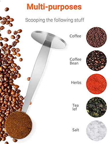  Two-in-One Stainless Steel Coffee Scoop Tamping Dual-Purpose Coffee Spoon Powder Hammer Tamper Multi Function Spoon Holder Coffee Tools For Measuring And Tamping