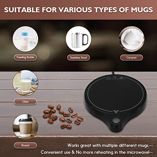  200W Coffee Mug Warmer For Desk (Up To 212 ℉), 5 Temperature Levels & 8-Hours Auto Shut Off Coffee Cup Warmer For Warming & Heating Coffee, Milk, Tea, Hot Chocolate, Etc.(No Cup)(Black, RD01)