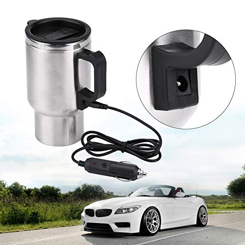  Hot Water Kettle Electric, 12V 450ml Electric Car Kettles Stainless Steel Travel Heating Cup Coffee Tea Car Cup Mug With Cigarette Lighter Plug