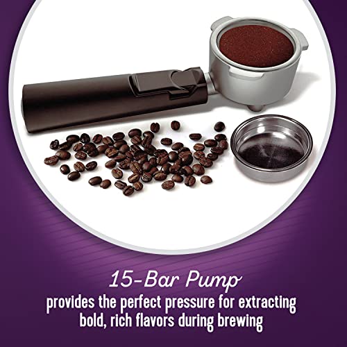  Mr. Coffee Espresso And Cappuccino Machine, Programmable Coffee Maker With Automatic Milk Frother And 15-Bar Pump, Stainless Steel