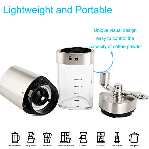 Manual Coffee Grinder Conical Burr Mill With Adjustable Setting Portable Hand Crank Coffee Bean Grinder (Manual Coffee Grinder)