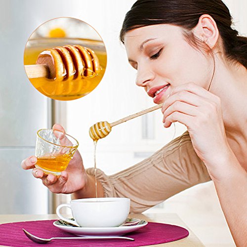  Honey Dipper Sticks, 50Pcs/set Household Wooden Mini Jam Honey Dipper Jar Dispensing Collecting Stirring Rod Stick(15cm / 5.9inch)