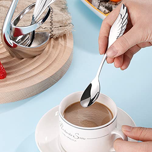  Stainless Steel Creative Dinnerware Set Decorative With For Coffee, Fruit,Dessert,Stirring, Mixing, Sugar, Stir, Ice Cream, Cake, Teaspoon (5 Scoops + 5 Fruit Forks)