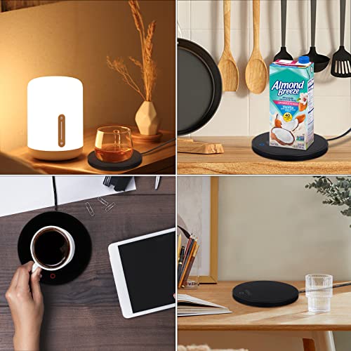  Coffee Mug Warmer For Desk, Heekle Smart Coffee Cup Warmer With Auto Shut Off, 2 Temperature Settings Electric Mug Warmer Candle Warmer, Portable Tea Warmer For Travel Office And Home Black (No Cup)