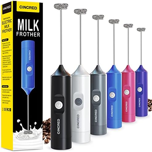  Updated Milk Frother - Hand Operated Battery Powered Frother For Coffee, Electric Whisk, Foam Maker And Drink Mixer For Your Latte, Cappuccino, Frappe, And Hot Chocolate (Black)