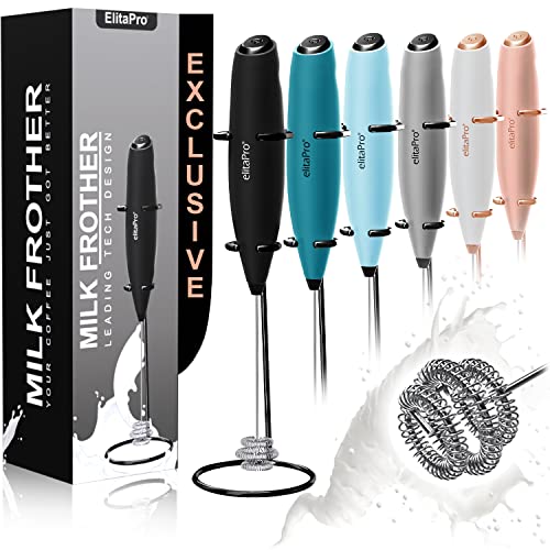  LitaPro Luxury Edition, ‘Tornado’ Effect Milk Frother, Leading Tech Design, Triple Power Milk Frother Handheld, Rich Creamy Milk Foam In Seconds (Black/Black)