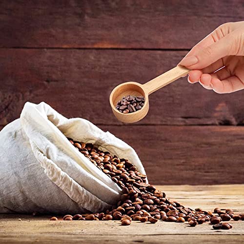  AN'S -Set Of 2 Wooden Measuring Coffee Scoop For Ground Coffee Coffee Spoon In Walnut Wood Wooden Measuring Tablespoon For Coffee Beans, Ground Beans, Protein Powder, Spices, Tea (Short, Lotus Wood)