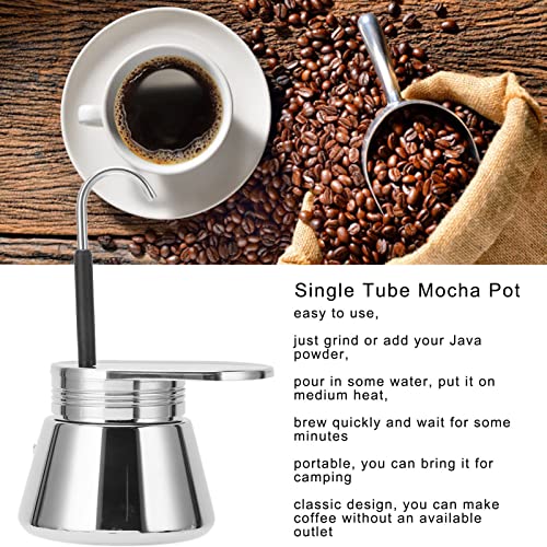  Single Spout Stovetop Moka Pot, Portable Moka Coffee Maker Stainless Steel Moka Pot Induction Classic Espresso Stovetop Maker For Stove At Home Or Camping,Enjoy Delicious Coffee(50ml)