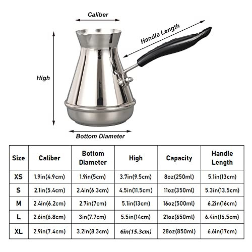  Turkish Coffee Pot Stainless Steel Milk And Coffee Warmer Chocolate And Butter Melting Pot With Heat Resistant Handle (L (21oz))