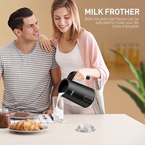  Milk Frother, 4 IN 1 Electric Milk Steamer, Frother For Coffee, Automatic Silent Hot & Cold Foam Maker With 4 Whisks For Latte, Cappuccinos, Milk Warmer Heater, Non-Stick Interior, Black
