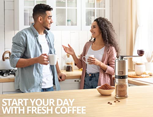  GAVO Manual Coffee Grinder With Stainless Steel Burr - Coffee Grinder Manual With Adjustable Settings For Aeropress, Drip Coffee, Espresso, French Press, Turkish Coffee & More!