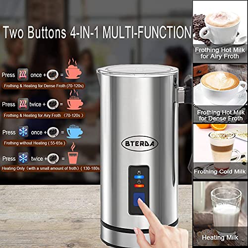  Milk Frother,Automatic Milk Warmer,11.9oz/350ml Electric Milk Steamer,Hot/Cold Stainless Steel Milk Frother,Milk Foam Maker With LED Touch Screen For Coffee/Hot Chocolate/Latte/Cappuccinos (SL-02)
