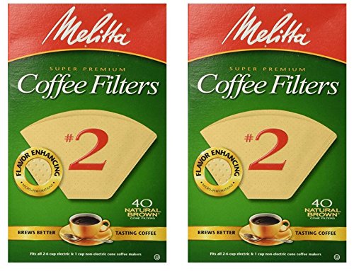 Melitta 612412 #2 Natural Brown Cone Coffee Filters 40 Count (Pack Of 2)